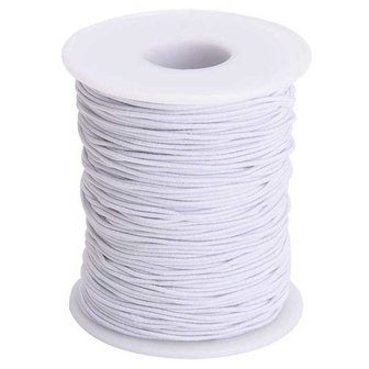 250 meter Elastisch Touw - 3 mm - Spandex (soft) - WIT - elastiek op rol