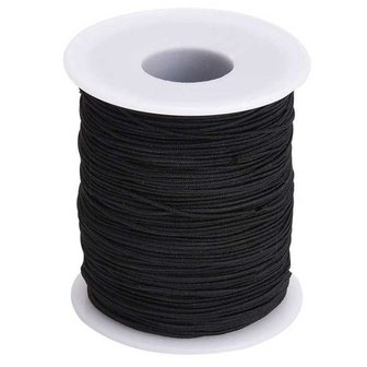 250 meter Elastisch Touw - 3 mm - Spandex (soft) - ZWART - elastiek op rol