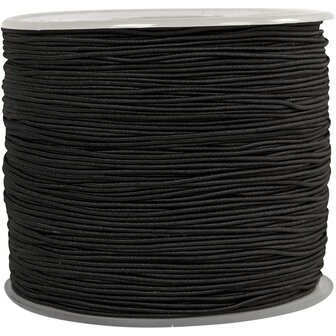 Elastisch Touw &ndash; 2 mm &ndash; Zwart &ndash; 50 Meter op Rol