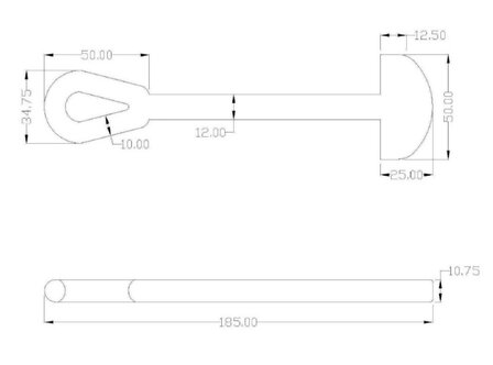 Fjong spanrubber zwart 185mm - EPDM - 1 Lus