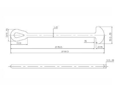 Fjong spanrubber zwart 280mm - EPDM - 1 Lus