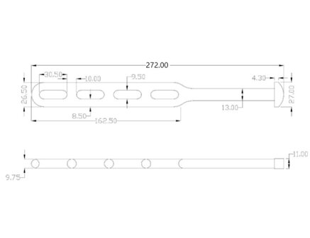Verstelbare spanrubber 272mm &ndash; Zwart &ndash; 4 Lussen