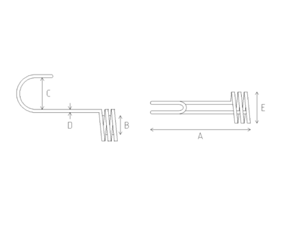Omgekeerde dubbele haak - 8mm - Zwart