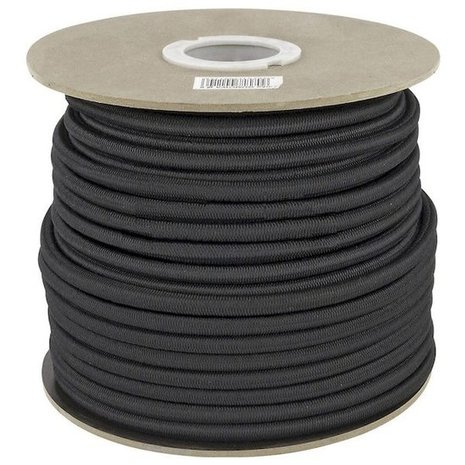 Elastisch Touw - 6 mm - ZWART - Rol 50 meter