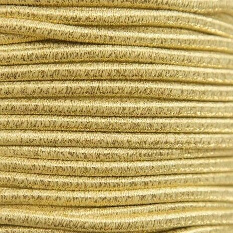 50 meter Elastisch Touw - 3mm - Lurex goud - Op rol