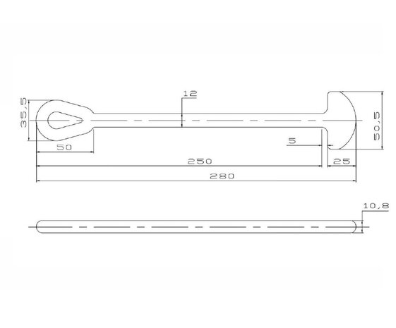 Fjong spanrubber zwart 280mm - EPDM - 1 Lus