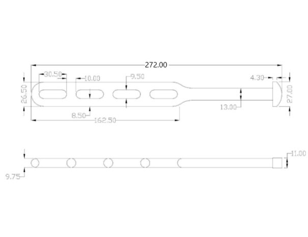 Verstelbare spanrubber 272mm &ndash; Zwart &ndash; 4 Lussen
