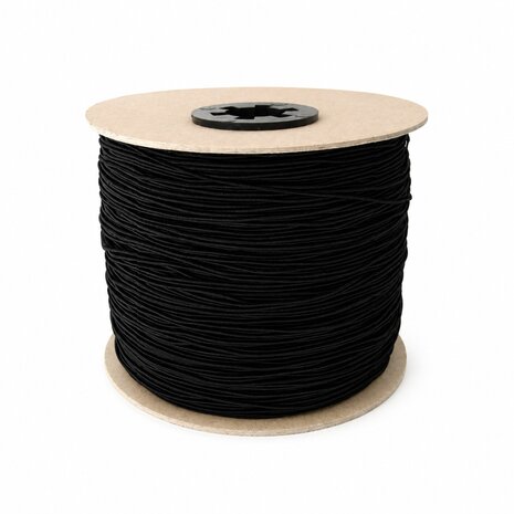 3mm Elastisch Touw - Zwart - 50 meter op rol