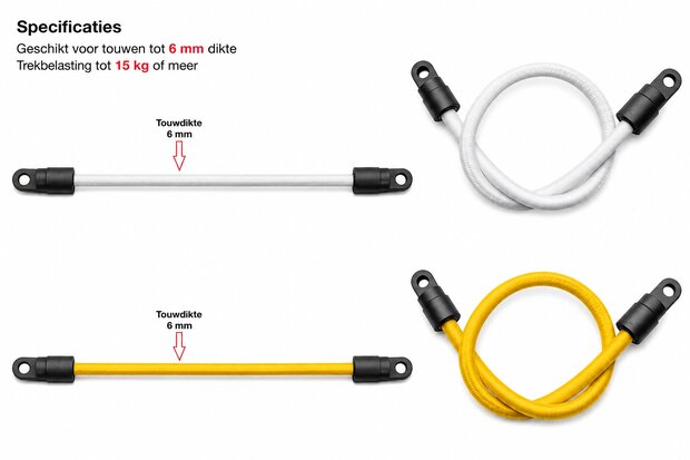 Kunststof bevestigingsoog - 6mm - Zwart - voor elastiek