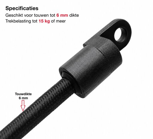 Kunststof bevestigingsoog - 6mm - Zwart - voor elastiek