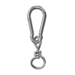 Karabijnhaak met 360° draaibare swivel – 70 mm – gegalvaniseerd staal – chroom